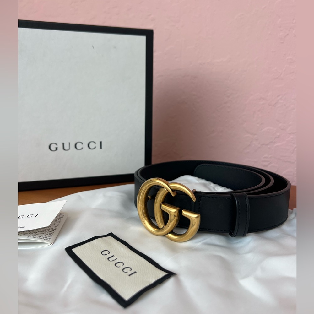 Gucci Marmont Black Leather Belt